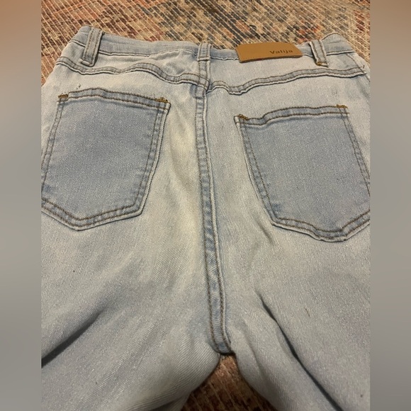 High waist wide leg flare denim jeans pants Raw Hem Valija light boho retro 90s - Picture 6 of 11